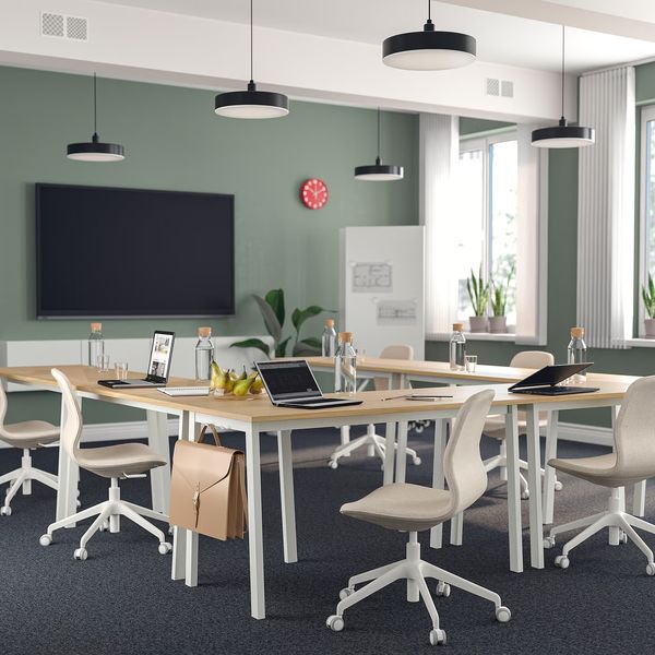 MITTZON МИТТЗОН Конференц-стол - дубовый шпон/белый 140x68x75 см - фото 2