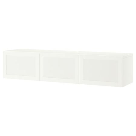 BESTÅ Тумба под ТВ, с дверцами - белый/Hanviken белый 180x42x38 см