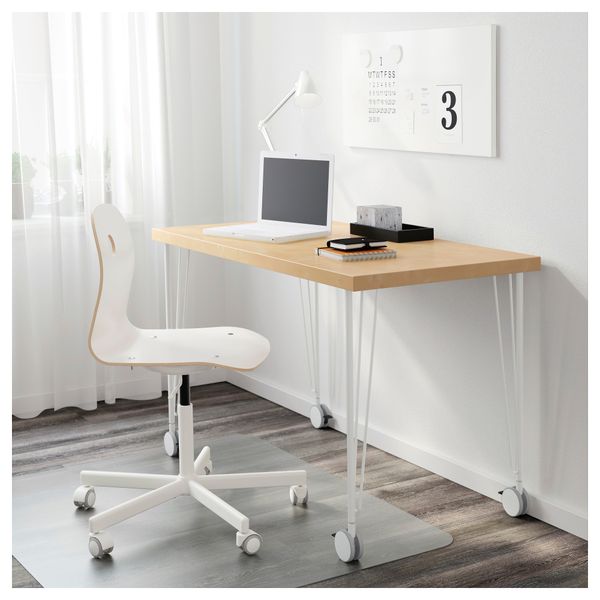 Стол ЛИННМОН / КРИЛЛЕ, под березу, белый (120x60 см) - схема-чертеж с размерами