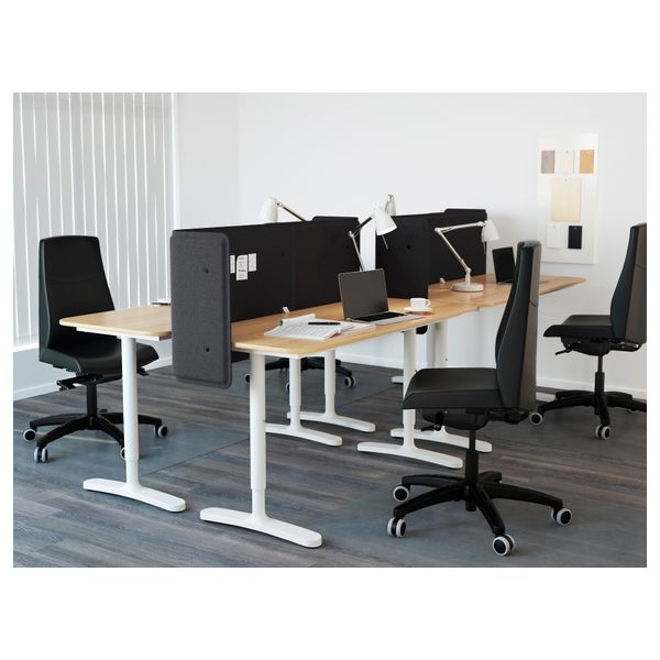 Стол, комбинация БЕКАНТ, дубовый шпон, белый (280x120 см) - схема-чертеж с размерами