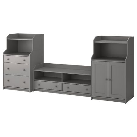 Комбинация для хранения под ТВ, серый, 277x46x116 см IKEA HAUGA ХАУГА 193.884.35