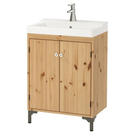 Шкаф под раковину с 2-мя дверцами СИЛВЕРОН / ТЭЛЛЕВИКЕН, светло-коричневый (61x41x88 см)