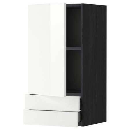 Навесной шкаф с дверцей, 2 ящика МЕТОД / МАКСИМЕРА, черный, Рингульт белый