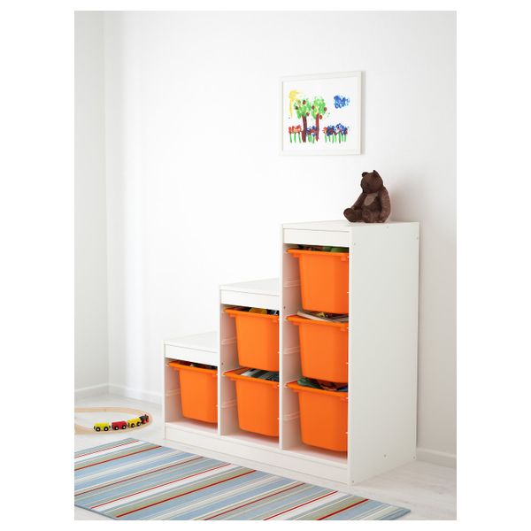 Комбинация для хранения, белый, оранжевый 99x44x94 см IKEA ТРУФАСТ 692.221.31 - фото 2