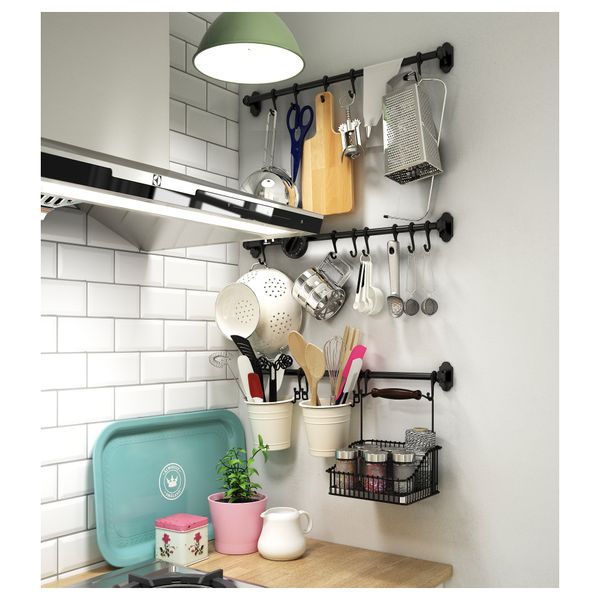 Проволочные корзина с ручкой ФИНТОРП, черный (20x19x23 см) - схема-чертеж с размерами