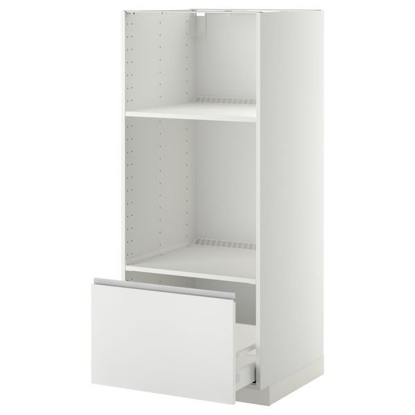 Высокий шкаф с ящиком для духовки/СВЧ МЕТОД / МАКСИМЕРА, белый, Нодста белый (60x60x140 см) - схема-чертеж с размерами