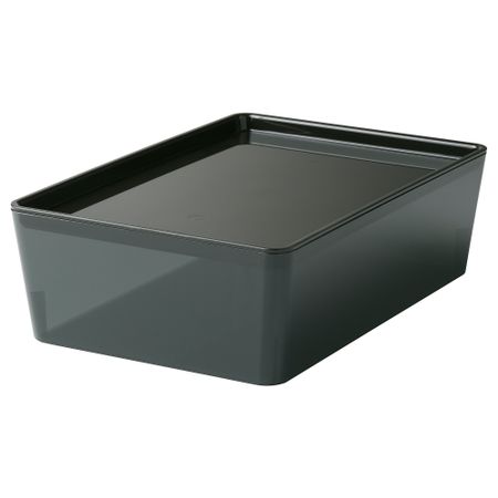 Контейнер с крышкой, 18x26x8 см, прозрачный черный IKEA KUGGIS КУГГИС 305.140.36