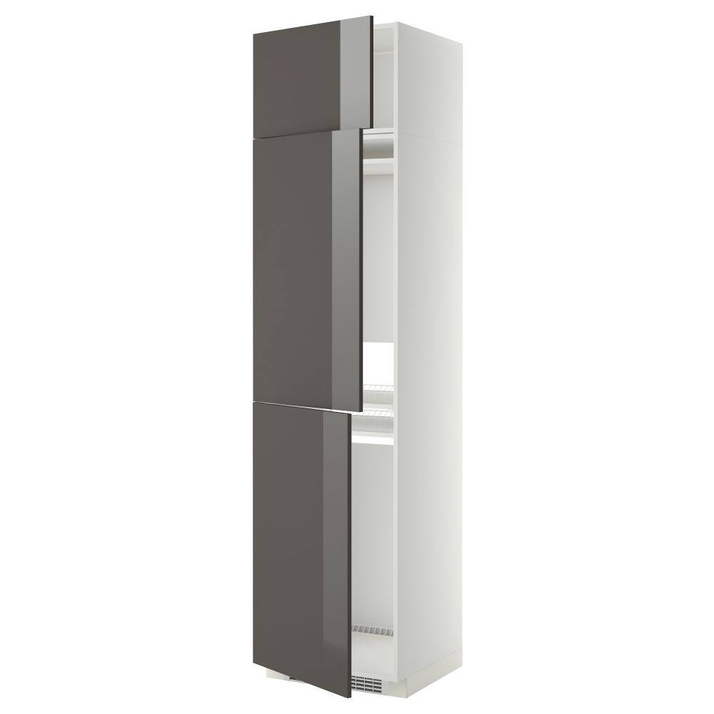 Высокий шкаф для холодильника или морозильника, с 3 дверями МЕТОД, белый, Рингульт серый (60x60x240 см) - схема-чертеж с размерами