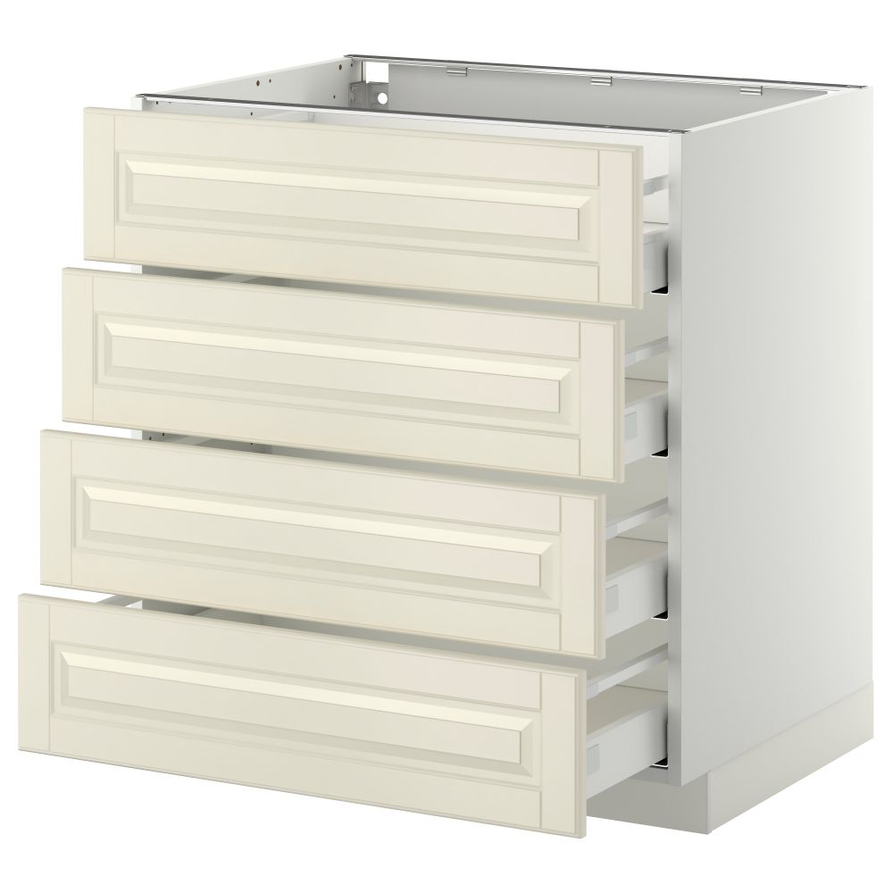 Напольный шкаф 4 фронтальных панели, 4 ящика МЕТОД / МАКСИМЕРА, белый, Будбин белый с оттенком - схема-чертеж с размерами