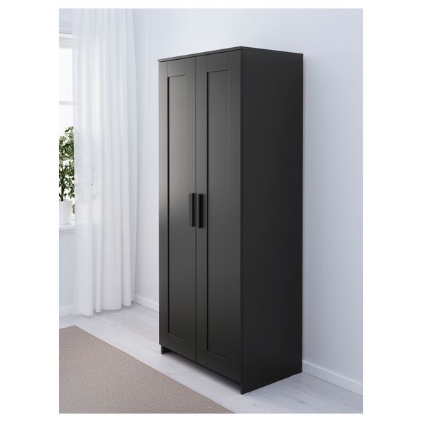 Шкаф платяной 2-дверный БРИМНЭС, черный (78x190 см) - фото 3