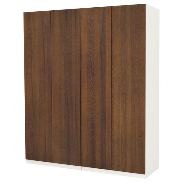 Гардероб ПАКС, белый, Нексус ясеневый шнон/коричневая морилка (200x60x236 см) - фото 2