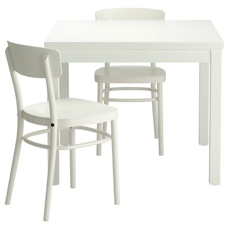 Стол и 2 стула БЬЮРСТА / ИДОЛЬФ, белый (90 см)
