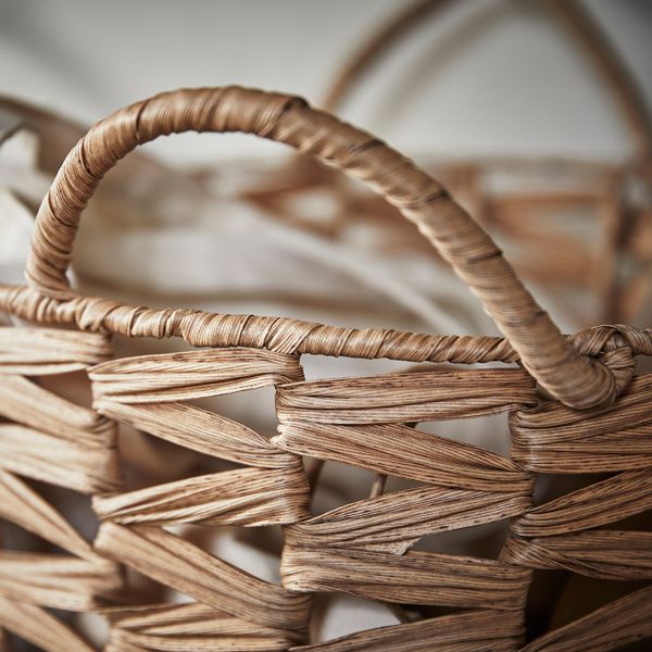 Корзина с ручками, пластик под ротанг коричневый 37x40 см IKEA INSVEP ИНСВЕП 404.767.98 - схема-чертеж с размерами