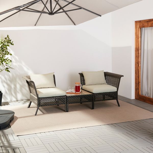 Садовое угловое кресло+столик, черно-коричневый, Холло бежевый 222x80x73 см IKEA КУНГСХОЛЬМЕН 092.288.00 - фото 2