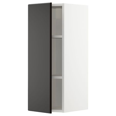 Навесной шкаф с полками, белый/Кунгсбакка антрацит 30x80 см IKEA METOD МЕТОД 694.455.27