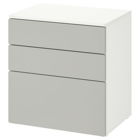 Комод с 3 ящиками, белый, серый 60x42x63 см IKEA SMÅSTAD СМОСТАД / OPPHUS ОПХУС 994.201.77
