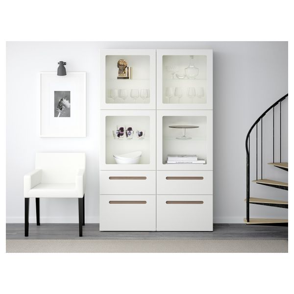 Комбинация для хранения со стеклянными дверцами БЕСТО, Марвикен белый прозрачное стекло (120x40x192 см) - схема-чертеж с размерами