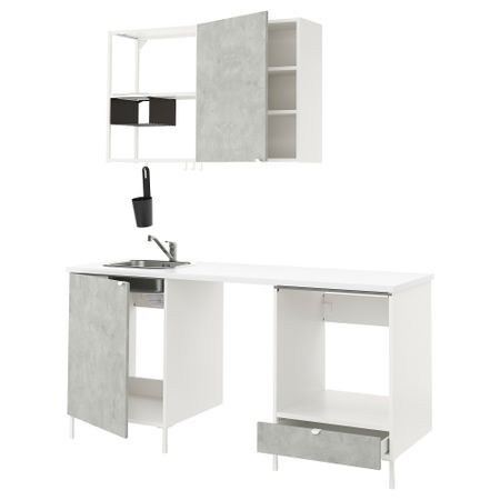 Кухня, 183x63.5x222 см, белый, под бетон IKEA BEGIVENHET БЕГИВЕНХЕТ 993.374.99
