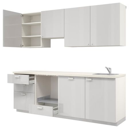 Кухня, белый/Рингульт светло-серый 240x60x228 см IKEA METOD МЕТОД 793.873.29