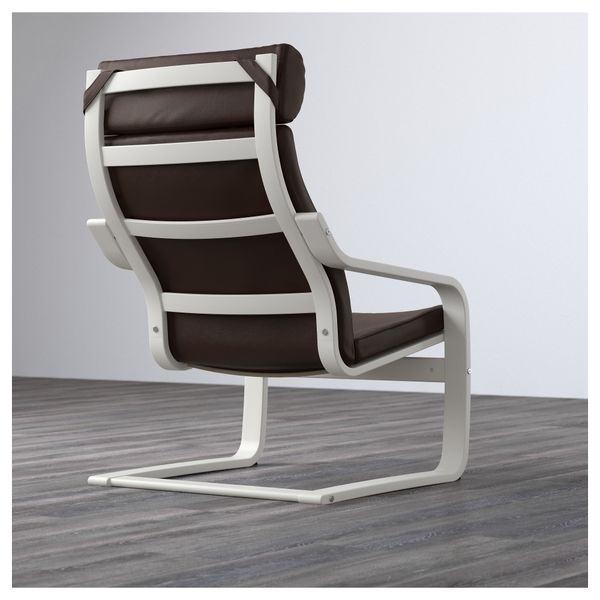 Кресло ПОЭНГ, белый, Глосе темно-коричневый - фото 3