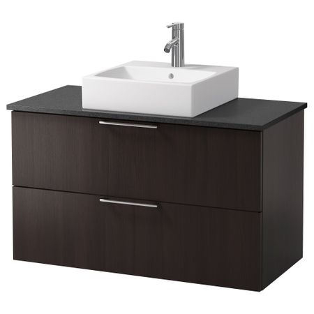 Шк п-раковину/столешн45x45/раковина  , черно-коричневый, черный (102x49x72 см)