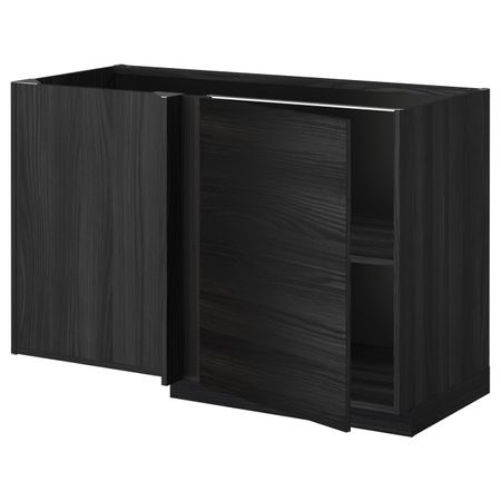 Угловой напольный шкаф с полкой, черный, Тингсрид черный 128x68 см IKEA МЕТОД 792.318.37