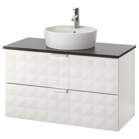 Шкаф п-раковину/столешн45/раковина, Решён белый, антрацит ДАЛЬШЕР смеситель 102x49x74 см IKEA ГОДМОРГОН/ТОЛКЕН / ТОРНВИКЕН