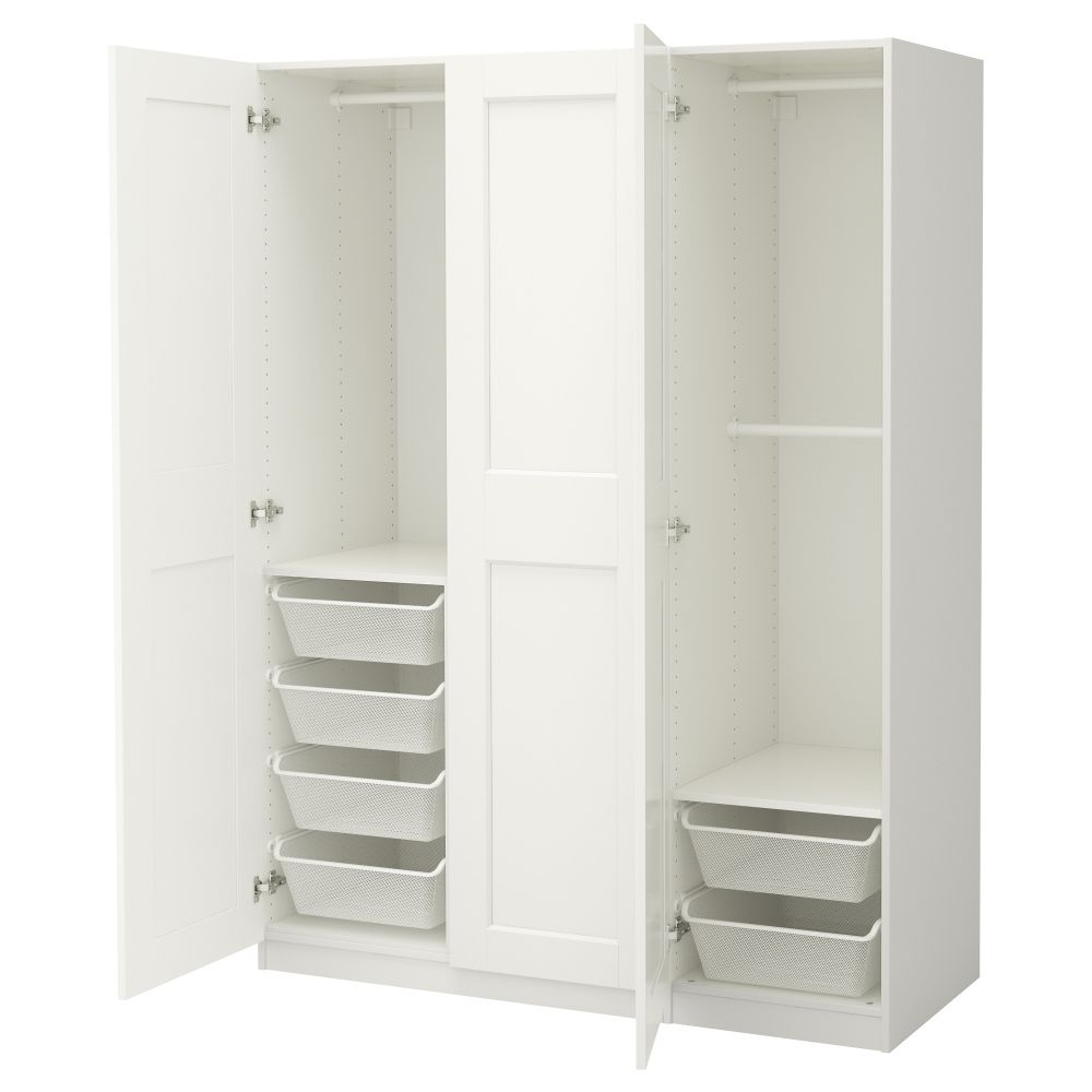 Гардероб, белый, белый, 150x60x201 см IKEA PAX ПАКС, GRIMO ГРИМО 992.192.12 - фото 1