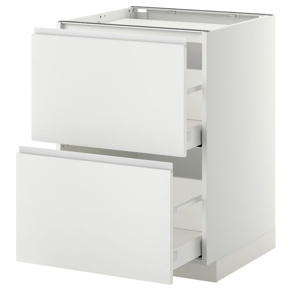 Напольный шкаф, 2 фронтальных панели, 3 ящика МЕТОД / МАКСИМЕРА, белый, Нодста белый - фото 1