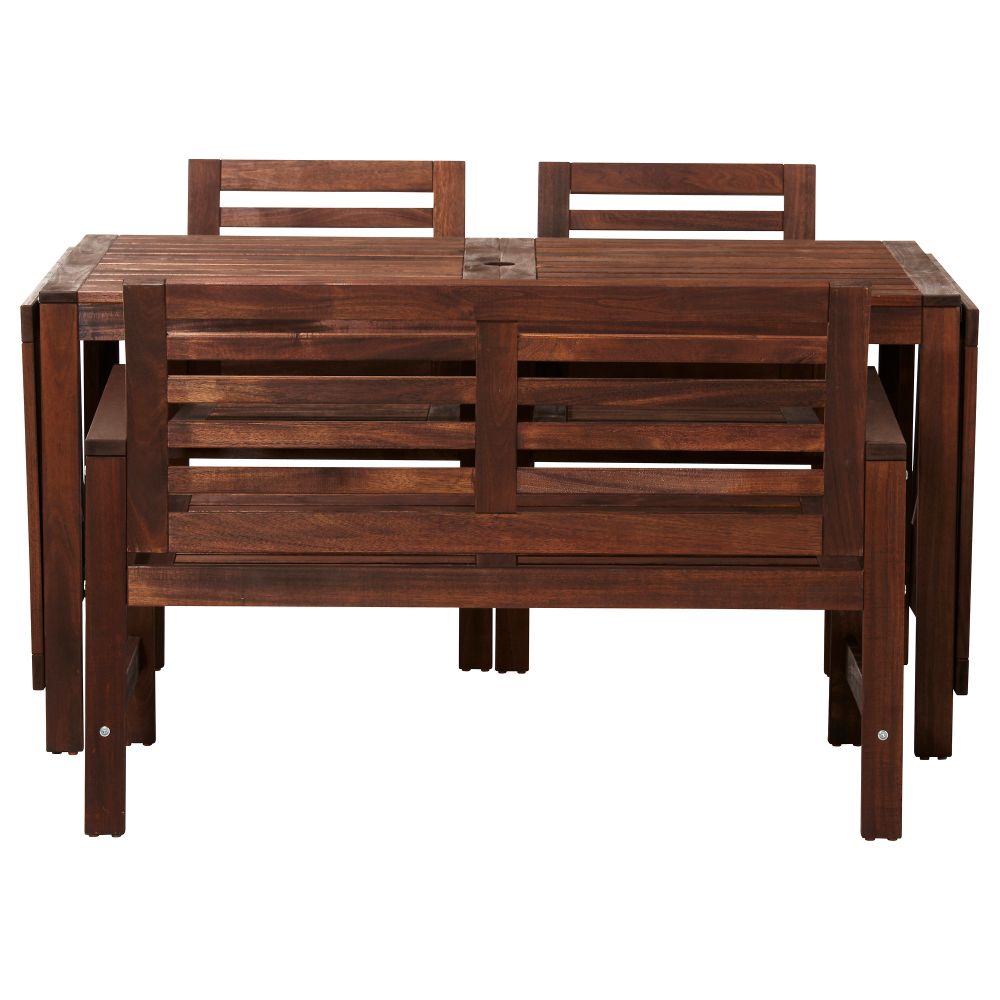 Стол + 2 кресла + скамья, для сада ЭПЛАРО, коричневый коричневая морилка - фото 1