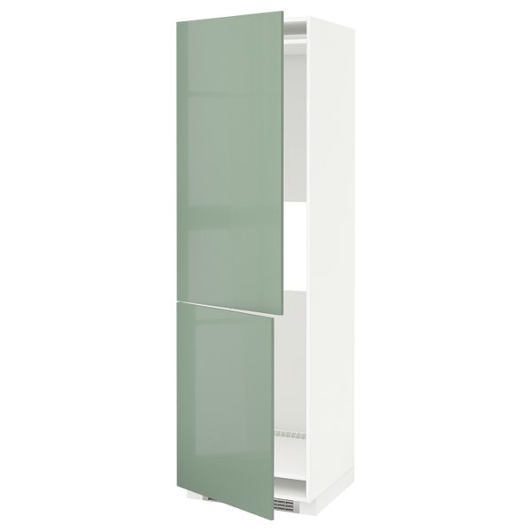 Высокий шкаф для холодильника или морозильн, белый, Калларп светло-зеленый, 60x60x200 см IKEA МЕТОД 592.252.86 - схема-чертеж с размерами