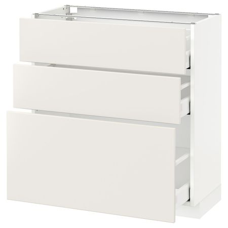 Напольный шкаф с 3 ящиками, белый/Веддинге белый 80x37 см IKEA METOD МЕТОД / MAXIMERA МАКСИМЕРА 992.348.11