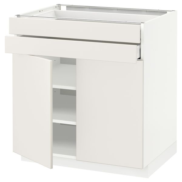 Напольный шкаф, 2 дверцы, 2 ящика МЕТОД / МАКСИМЕРА, белый, Веддинге белый - схема-чертеж с размерами