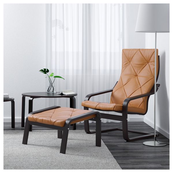 Табурет для ног ПОЭНГ, черно-коричневый, Сеглора неокрашенный - фото 2