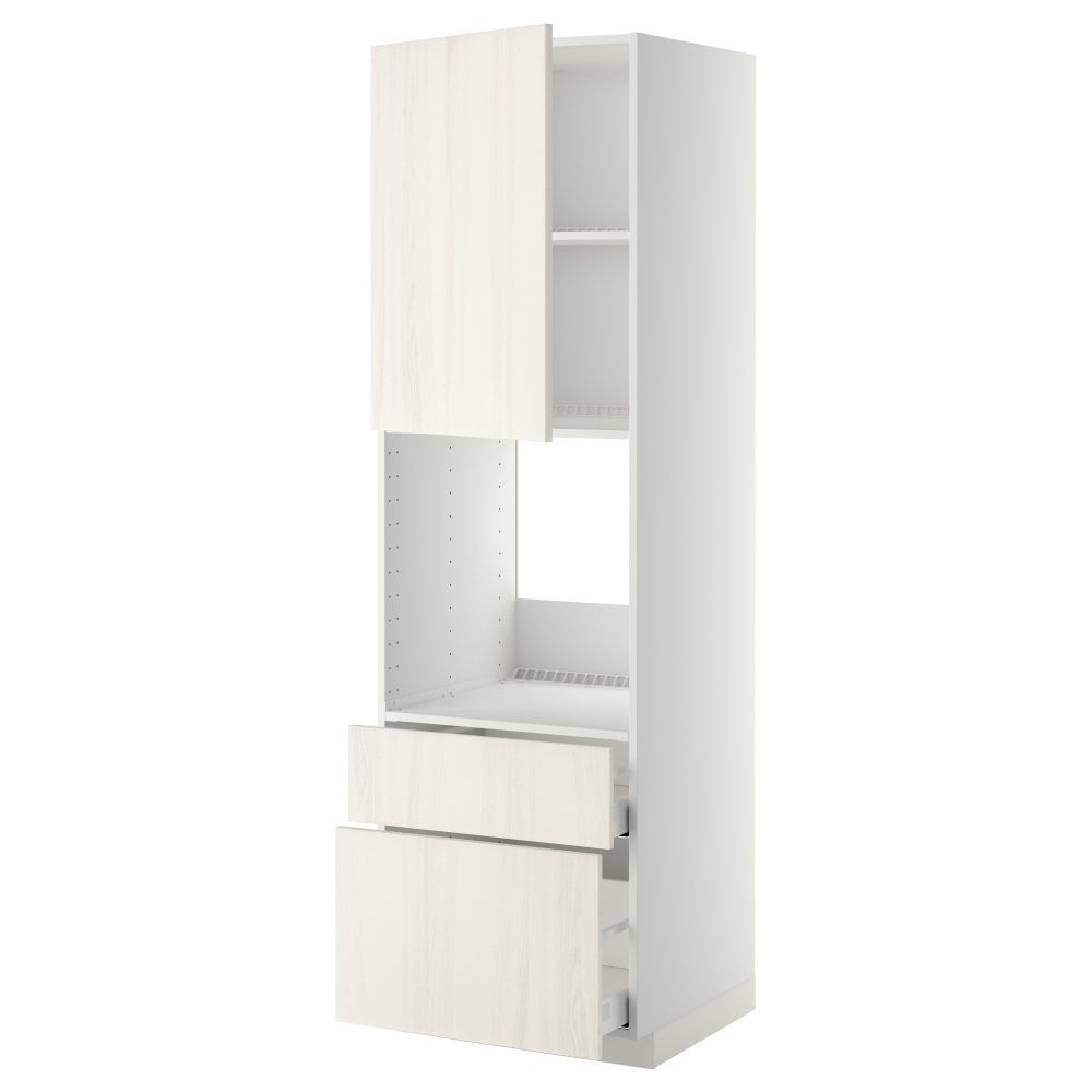 Высокий шкаф для духовки + дверь, 2 ящика МЕТОД / МАКСИМЕРА, белый, Росдаль белый - схема-чертеж с размерами