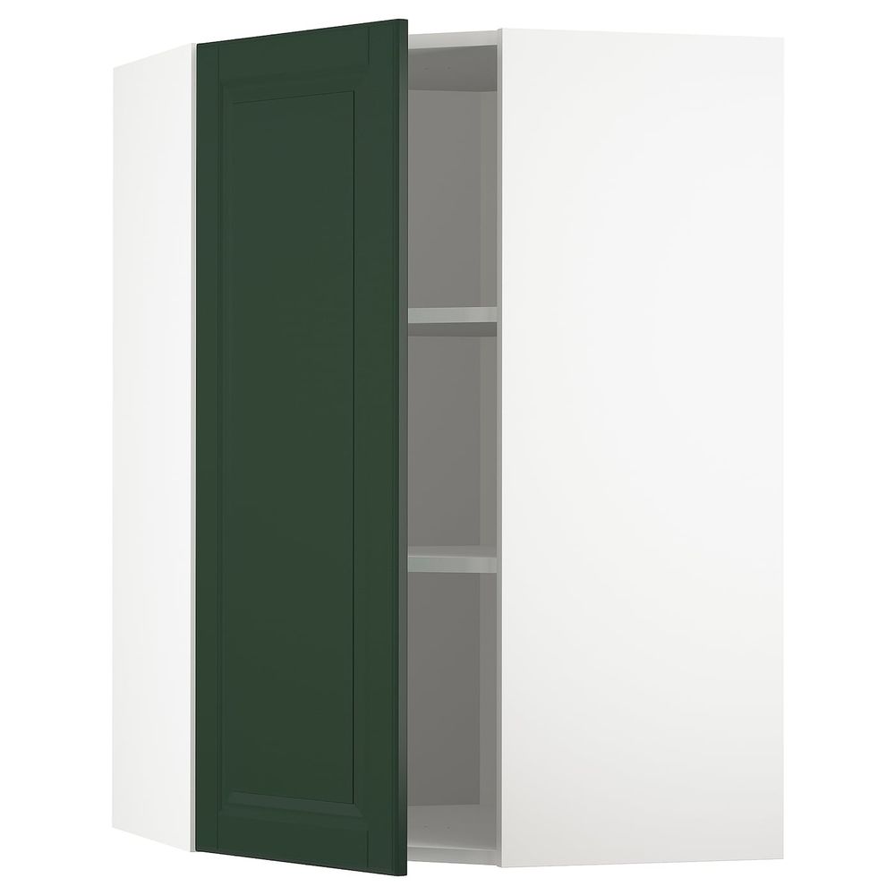 Угловой навесной шкаф с полками, белый/Будбин темно-зеленый 68x100 см IKEA METOD МЕТОД 293.123.22 - фото 1