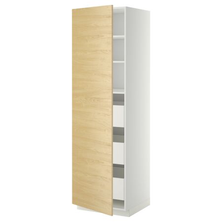 Высокий шкаф с ящиками МЕТОД / МАКСИМЕРА, белый, Тингсрид береза