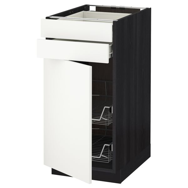 Напольный шкаф, дверца, 2 ящика, проволочных корзин МЕТОД / ФОРВАРА, черный, Хэггеби белый - схема-чертеж с размерами