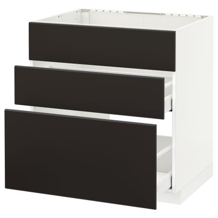 Напольный шкаф под мойку + 3 фронтальных панель, 2 ящика, 80x60 cm IKEA METOD МЕТОД, MAXIMERA МАКСИМЕРА 692.119.86