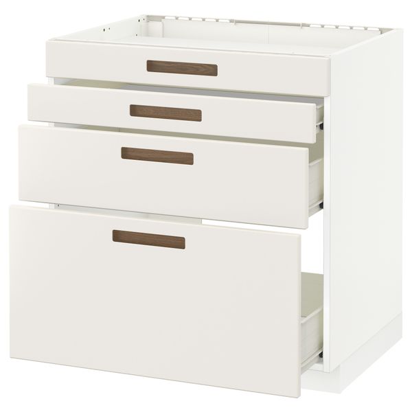 Напольный шкаф для духовки, 4фасада, 3 ящика МЕТОД / ФОРВАРА, белый, Мэрста белый - схема-чертеж с размерами