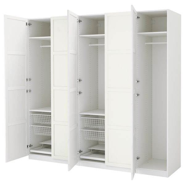 Гардероб ПАКС, белый, Хемнэс белая морилка (250x60x236 см) - фото 1