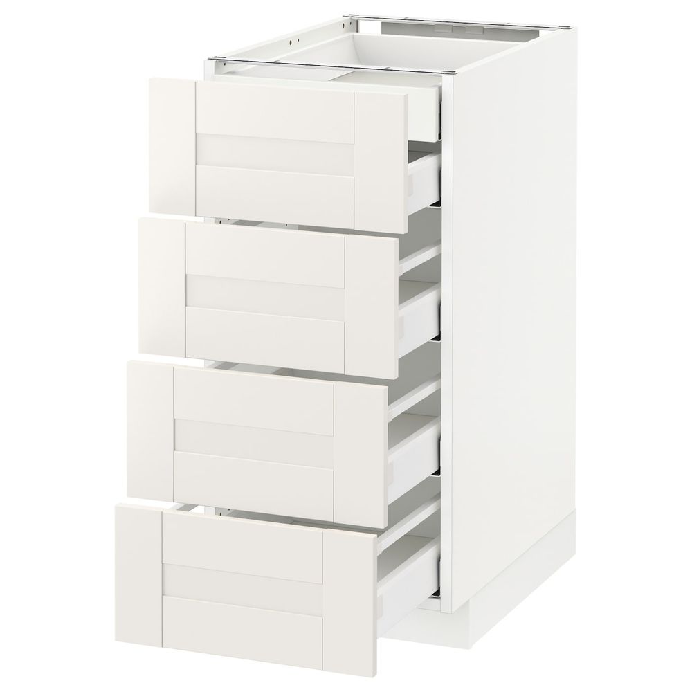 Напольный шкаф 4 фронтальных, 2 низких, 3 средних ящ, белый/Сэведаль белый 40x60 см IKEA METOD МЕТОД / MAXIMERA МАКСИМЕРА - фото 1