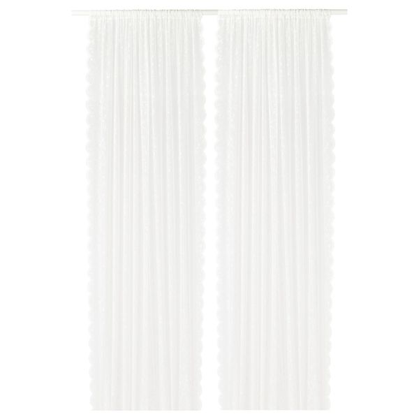 Гардины, 2 шт., белый, цветок 145x300 см IKEA ЛИЛИАНА 203.867.08 - фото 1