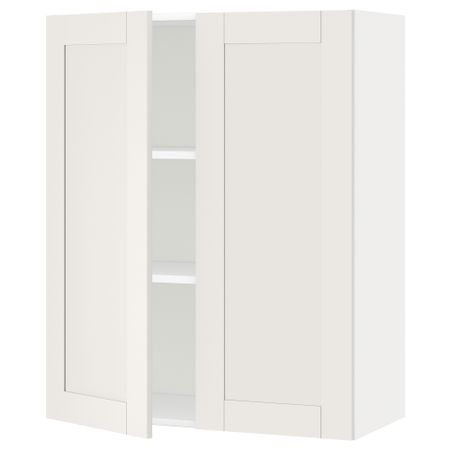 Навесной шкаф с полками, 2 дверцы МЕТОД, белый, Сэведаль белый