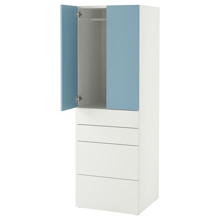 SMÅSTAD / PLATSA Гардероб - белый синий/с 4 ящиками 60x57x181 см