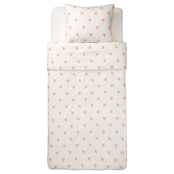 Пододеяльник и наволочка, орнамент «сердечки» белый/розовый 150x200/50x70 см IKEA BARNDRÖM БАРНДРЁМ 205.043.68 - фото 7