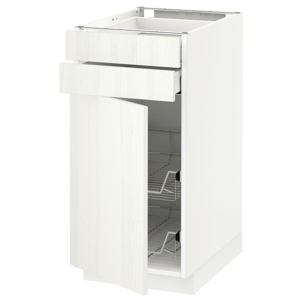 Напольный шкаф, дверца, 2 ящика, проволочных корзин МЕТОД / МАКСИМЕРА, белый, Росдаль белый - схема-чертеж с размерами