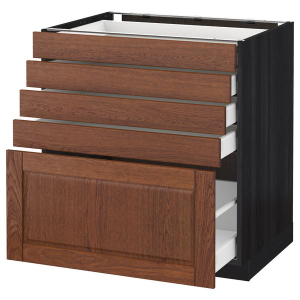 Напольный шкаф с 5 ящиками МЕТОД / МАКСИМЕРА, черный, Филипстад коричневый - схема-чертеж с размерами