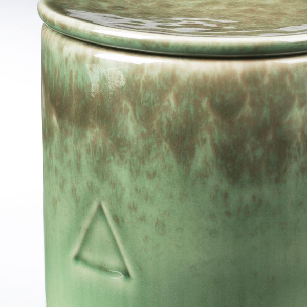 Ароматическая свеча в банке, Цветок хлопчатника и яблоневый цвет/зеленый коричневый 10 см IKEA ОСИНЛИГ 104.610.91 - схема-чертеж с размерами