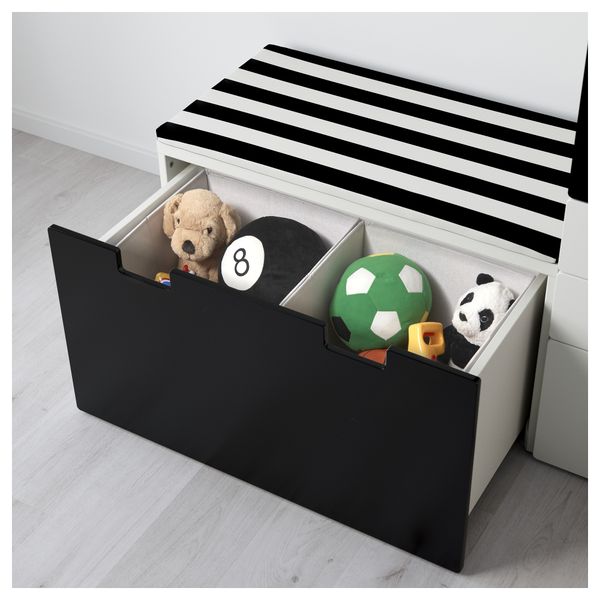 Комбинация для хранения со скамьей СТУВА, белый, черный (150x50x192 см) - фото 3